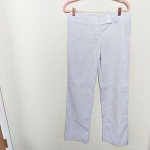 LOFT Marisa Striped Seersucker 100% Cotton Mid Rise Pants Size 2